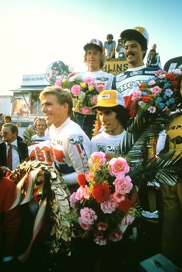 The 1981 MXdN-winning team of (clockwise from left) O'Mara, Chuck Sun, Donnie Hansen and Danny LaPorte.