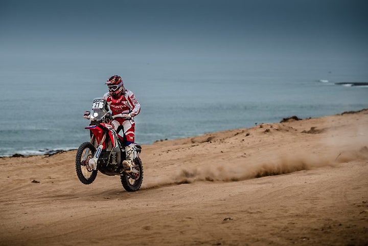 American hope Ricky Brabec ran fourth in Stage 1 of the Morocco Rally. Brabec is within 3 minutes of leader Price. PHOTO COURTESY OF TEAM HRC.