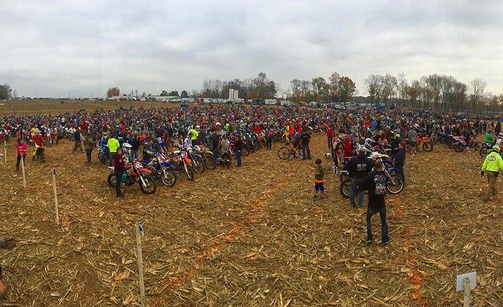 Last weekend's AMSOIL Ironman GNCC set a new series record for rider entries. Here, 894 bikes prepare to start the Amateur race on Sunday morning. PHOTO BY NICK KOESTER. 