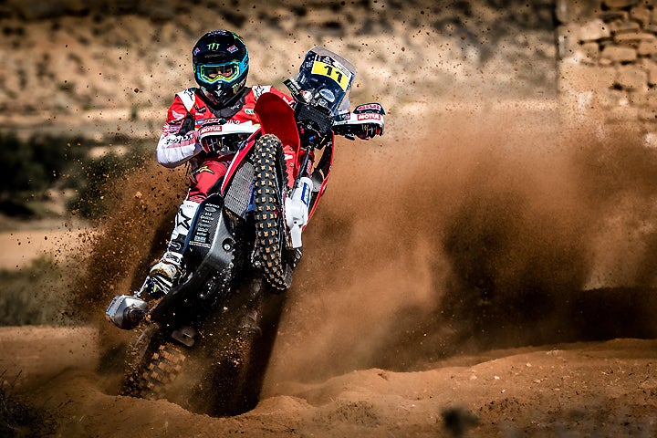 Joan Barreda always comes out of the gate strong, but can he hang on to the finish in the 2017 Dakar Rally? PHOTOGRAPHY BY MONSTER ENERGY HONDA TEAM.