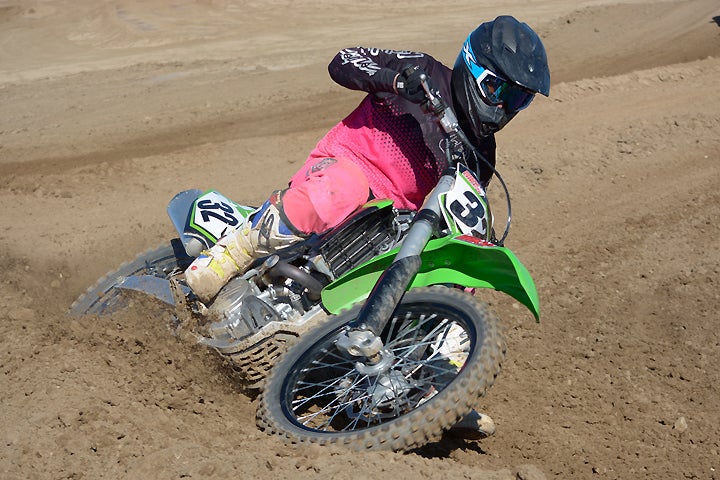 While it is one of the best-handling Kawasaki KX450Fs in recent memory, the Kawasaki’s steering isn’t the most responsive in the group, trading excellent straight-line stability for a “steer with the rear” attitude when cornering.